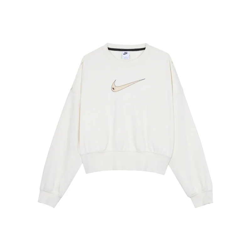 Nike Sportswear Swoosh Logo Embroidered Knit Pullover Hoodie White-0