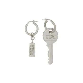 MM6 Maison Margiela Tag And Key Pendant Hoop Drop Earrings