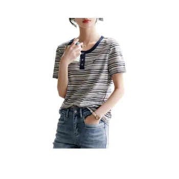 XWI T Shirt Women's Navy Blue Stripes