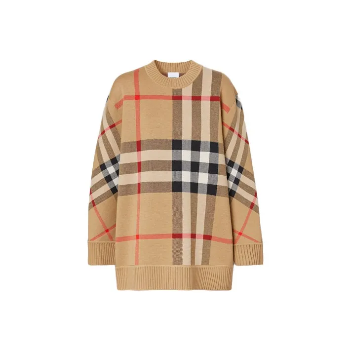 Burberry Check Technical Merino Wool Jacquard Sweater 'Archive Beige'-0