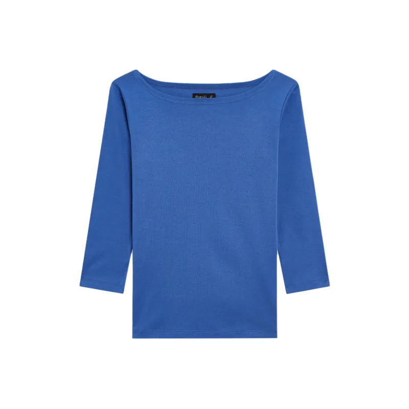 Agnes B. Drop Shoulder Sleeve T-Shirt Women's Blue-0