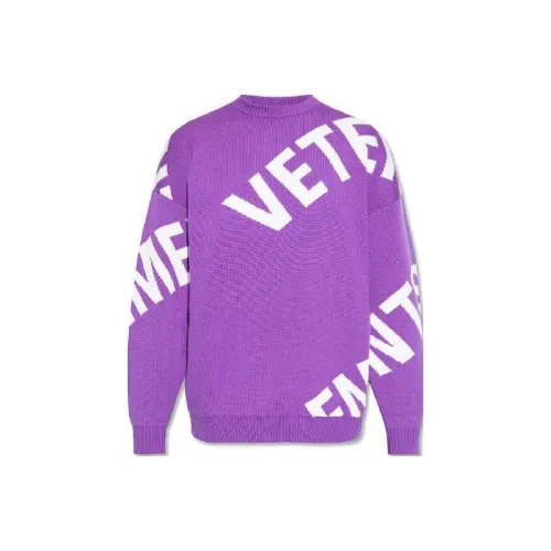Vetements Giant Logo Knitted Sweater 'Ultraviolet/White'