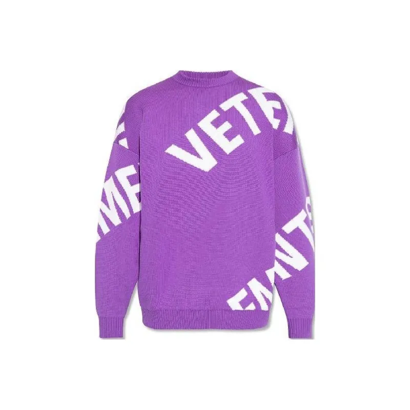 Vetements Giant Logo Knitted Sweater 'Ultraviolet/White'-0