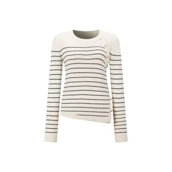 Three Quarters Sweater Women's Black White Stripes