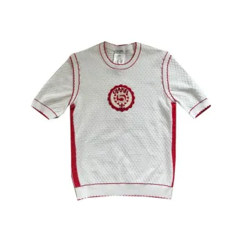 CHANEL T Shirt Women's Red White