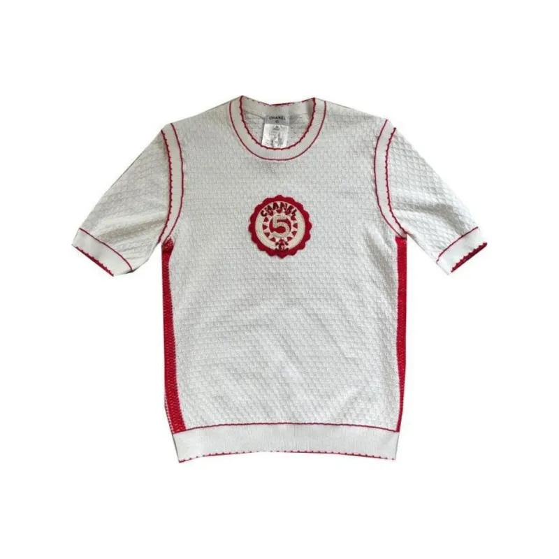 CHANEL T Shirt Women's Red White-0