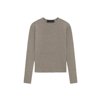 Fear Of God Essentials Women's Waffle Fitted Long Sleeve Sweater Heather Gray