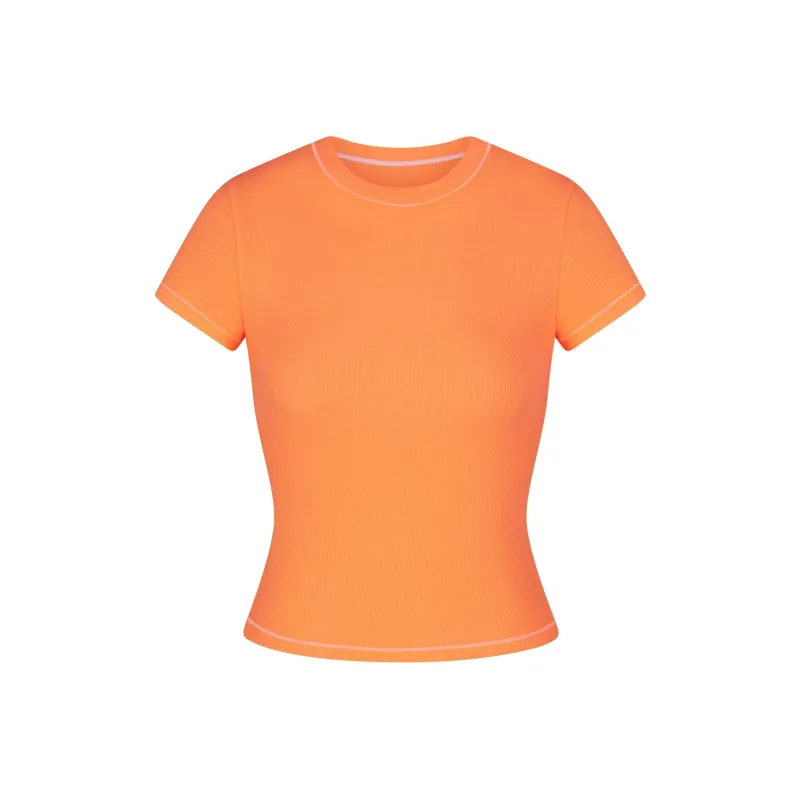 SKIMS COTTON RIB T-SHIRT T-Shirt Women's APRICOT/Apricot-0