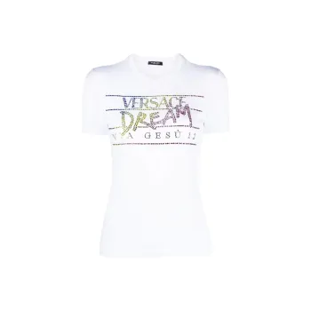 VERSACE Rhinestone embellished Slogan T shirt