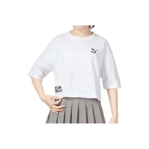 PUMA Drop Shoulder Sleeve T Shirt Women's White