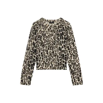 THEORY Cropped Leopard Print Jumper