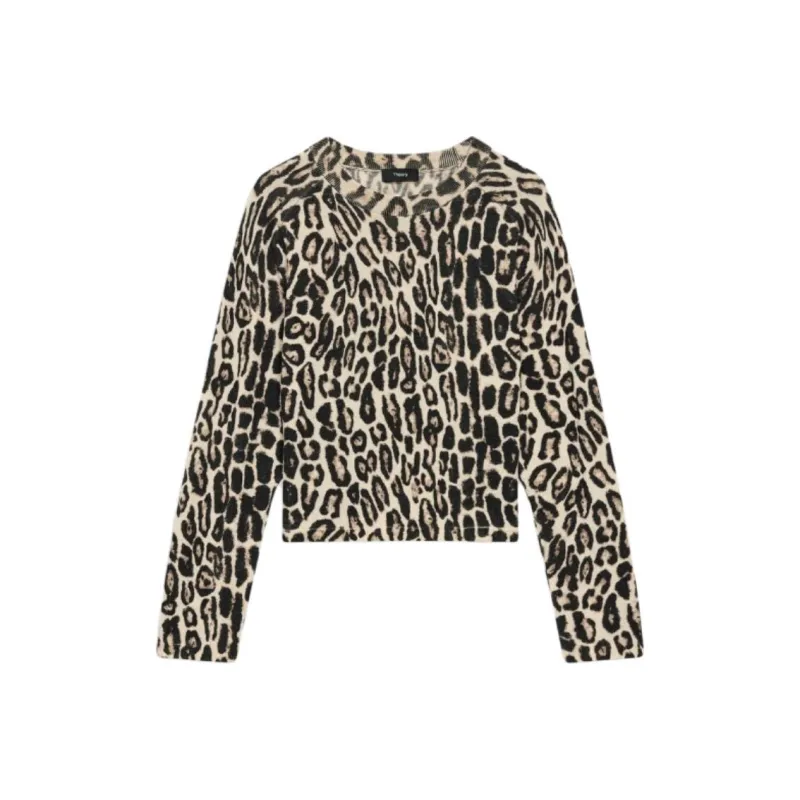 THEORY Cropped Leopard Print Jumper-0