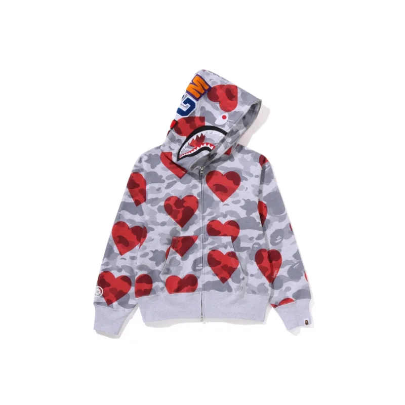 Bape A BATHING APE Women's I Love Bape Half Zip Sweatshirt Gray-3