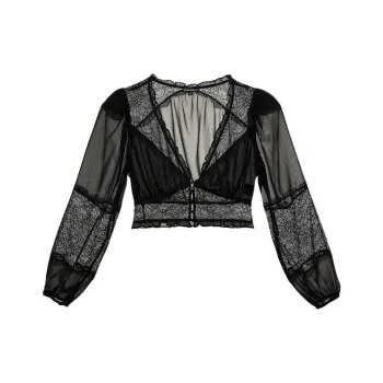 Victoria's Secret PINK/FOR LOVE & LEMONS/Freya Blouse/Black Shirt Women's Black