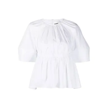 JIL SANDER Pleated Cut out Poplin Blouse