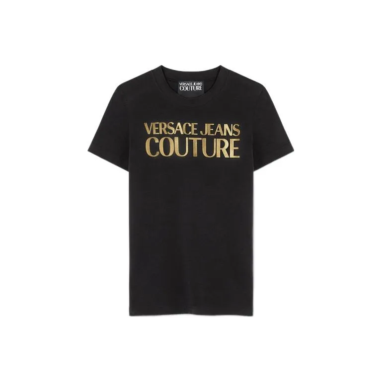 VERSACE JEANS COUTURE Glittery-logo Cotton T-shirt-0