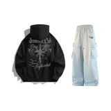 Black Sweatshirt+Blue Casual Pants