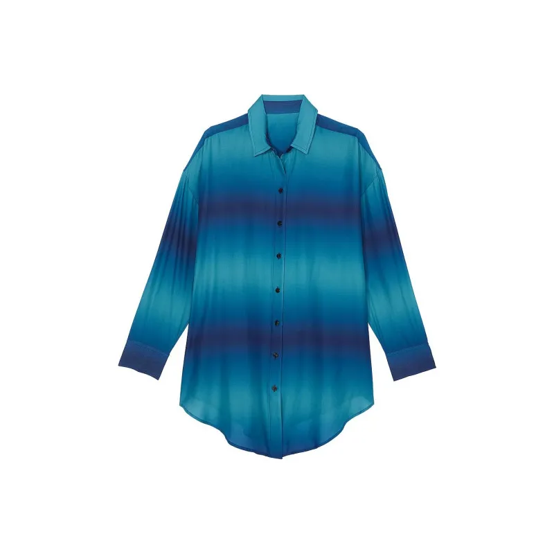 Victoria's Secret PINK Boyfriend Shirt Dress / Blue Ombre Shirt Women's Blue-0