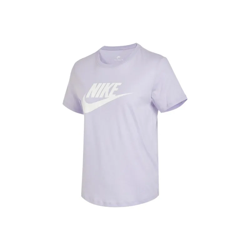 Nike Sportswear Essentials Women'ss Retro Logo Print Crewneck T-Shirt Purple-0