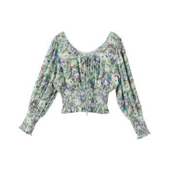 YUMOMO STAR Crew Neck Slim Fit Long Sleeved Shirt Women's