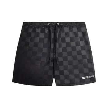 KITH FW24 Checkered Satin Collins Casual Shorts Men's Black