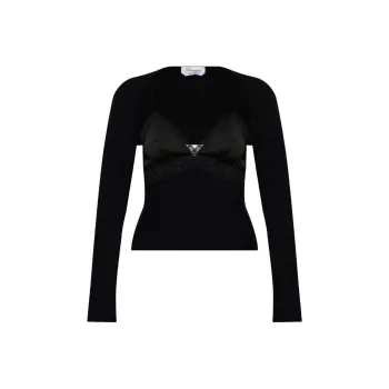 Blumarine Lace panel Knitted Top
