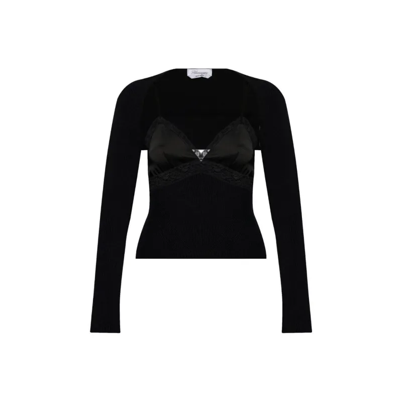 Blumarine Lace panel Knitted Top-0