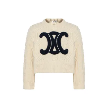 CELINE Triomphe Crew Neck Sweater In Aran Wool