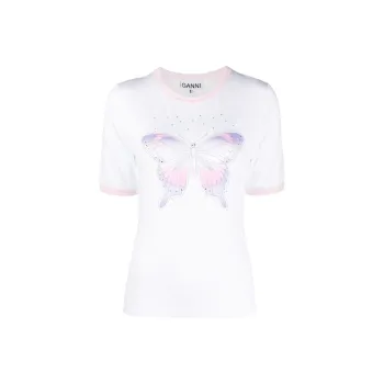 GANNI Butterfly print T shirt