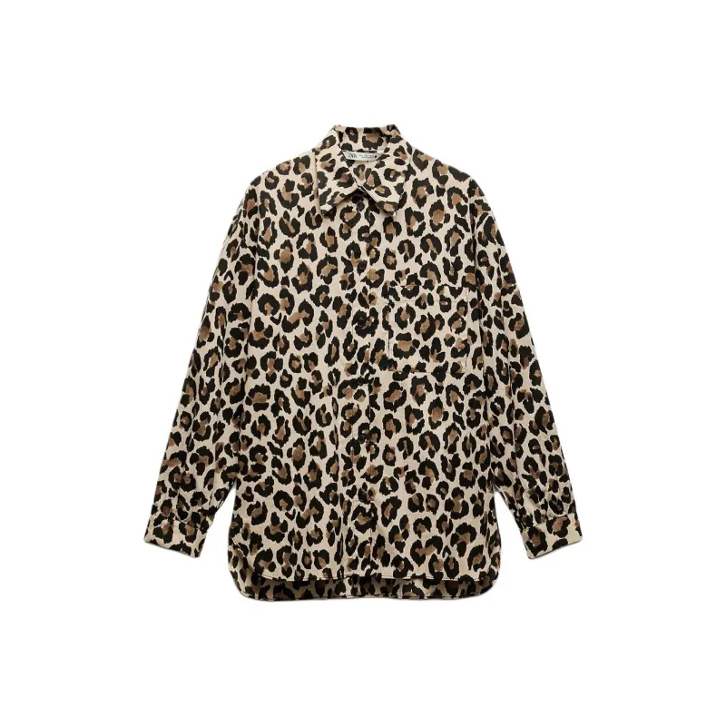 ZARA Shirt Women's Leopard Print-0