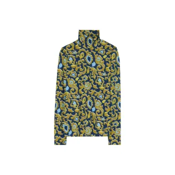 St. John Paisley-print High-neck Jersey Top