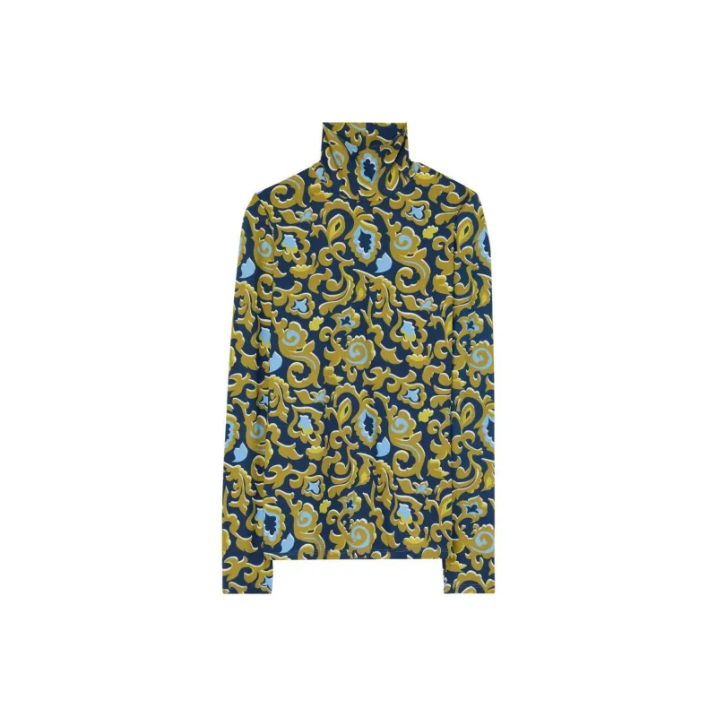 St. John Paisley-print High-neck Jersey Top-0
