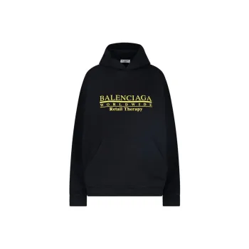 Balenciaga Retail Therapy Logo Cotton Hoodie Black