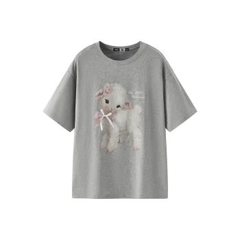 SEM/R Drop Shoulder Sleeve 100% Cotton Loose Fit Top 2025 Summer Short Sleeved T Shirts Women's