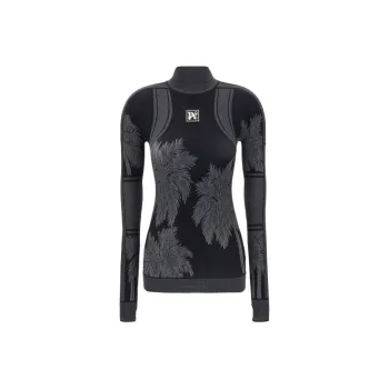PALM ANGELS Logo Patch Turtleneck Knit Top