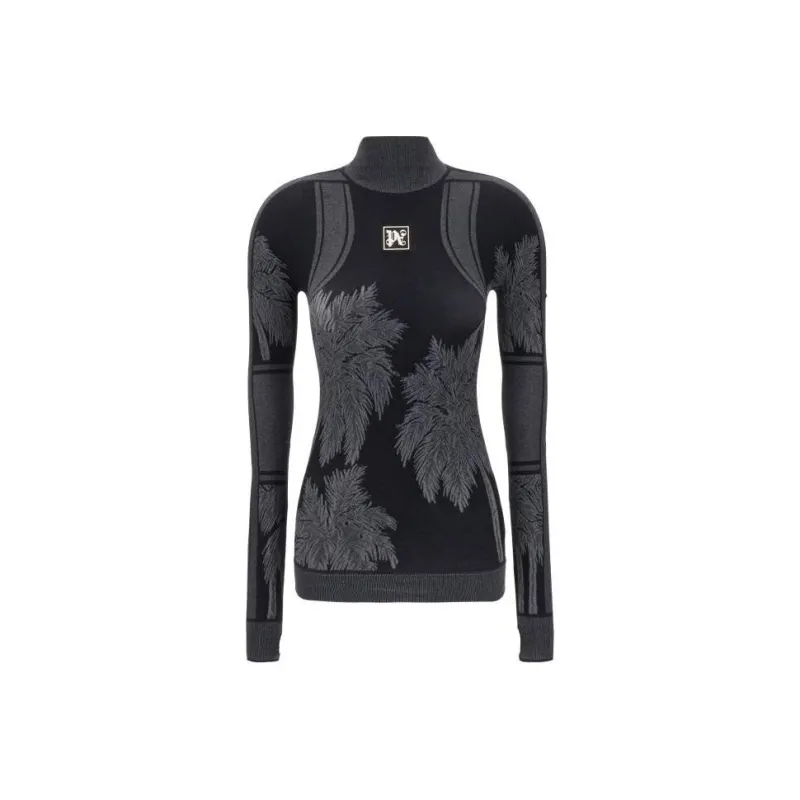 PALM ANGELS Logo Patch Turtleneck Knit Top-0