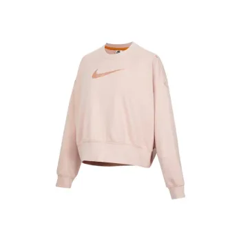 Nike Sportswear Swoosh Knit Cropped Crewneck Pullover Sweatshirt Pink