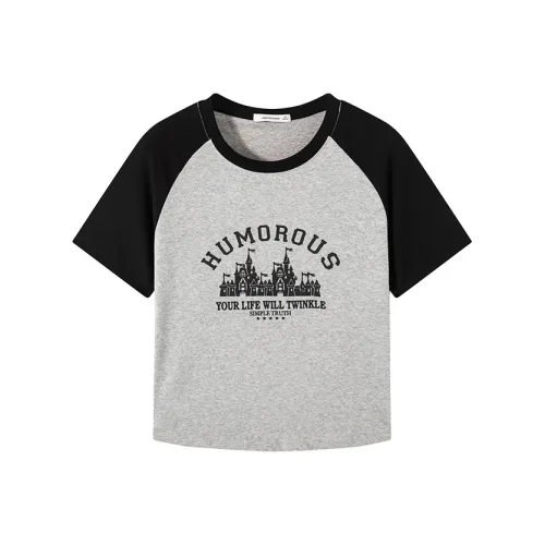 JEANSWEST T Shirt Set in Sleeve Summer Women's Medium Gray