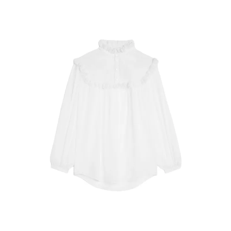 CELINE Embroidered Romy Shirt In Cotton Muslin-0