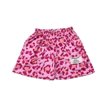 SOCKKEY Casual Shorts Unisex Pink Leopard Print