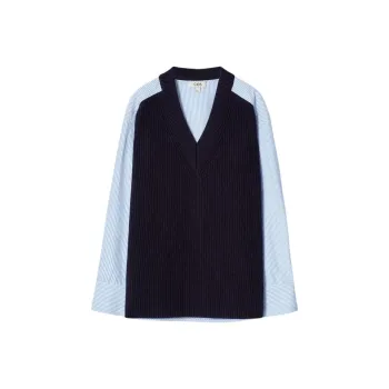 COS Sweater Women's Navy Blue/Stripes