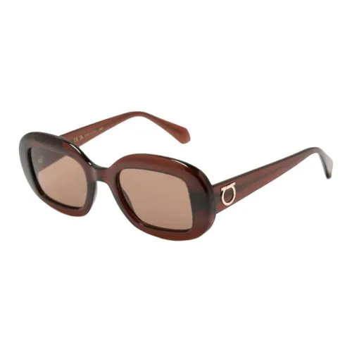 FERRAGAMO Acetate Oval Sunglasses Women's Umber