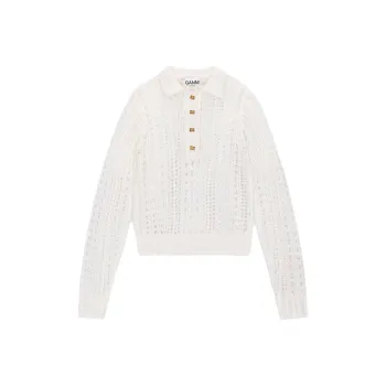 GANNI Open knit Polo collar Jumper