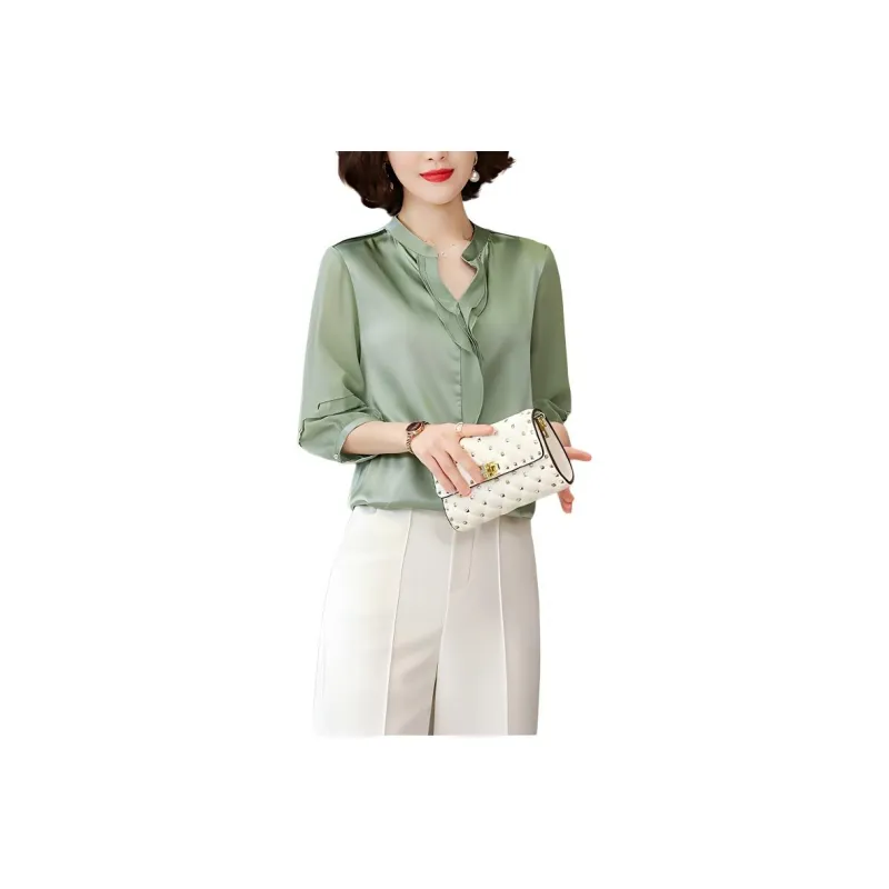Yi Mengyuan Satin Silk Shirt Women's-3