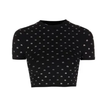 alexander wang Logo Embellished Cropped Top