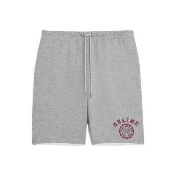 CELINE Blason Loose Shorts In Cotton Fleece