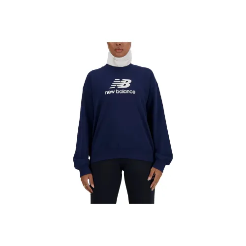 New Balance Sport Essentials French Terry Logo Crew Sweater Women's Blue
