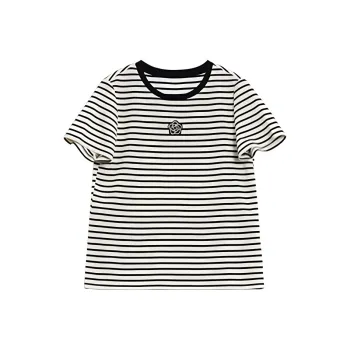 Mambe T Shirt Women's Black White Stripes