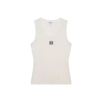 LOEWE Women's Anagram Cotton Tank Top White/Black
