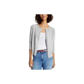 Tommy Hilfiger Solid Button Up Cardigan Sweaters Grey Heather Sweater Women's Gray
